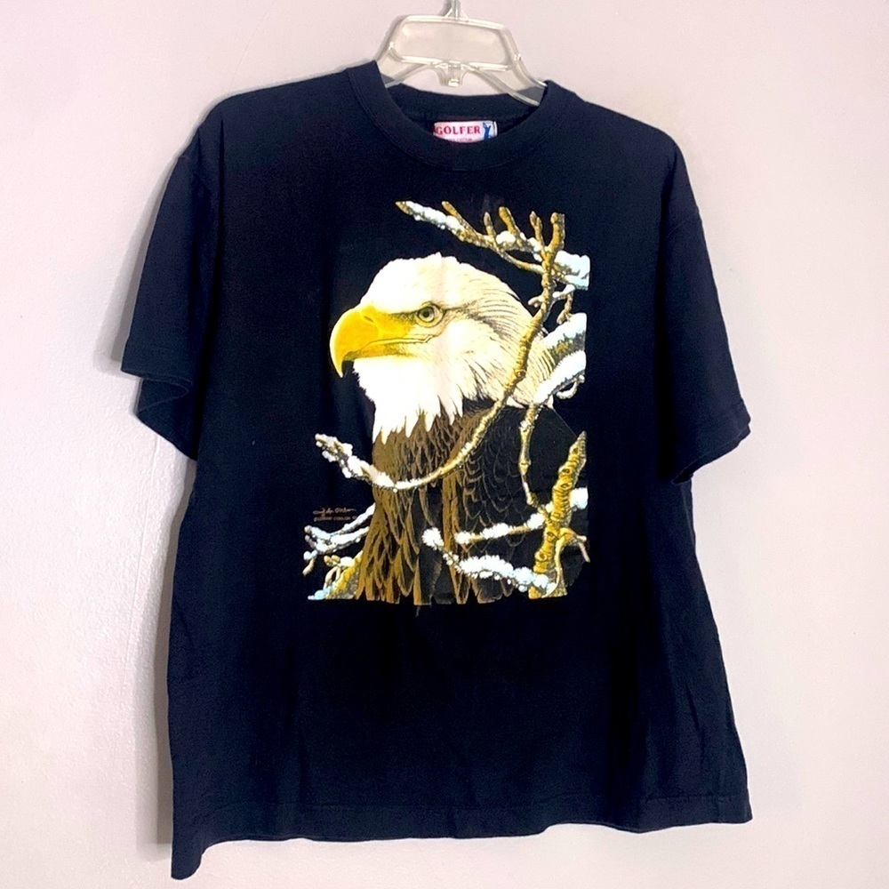 Vintage 1993 GOLFER short sleeve crewneck black bald Eagle T-shirt XL black